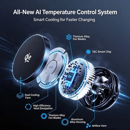 Gizmogy C67 Qi2.2 25W 5-in-1 Wireless Charger With Cooling Fan Smart Speaker