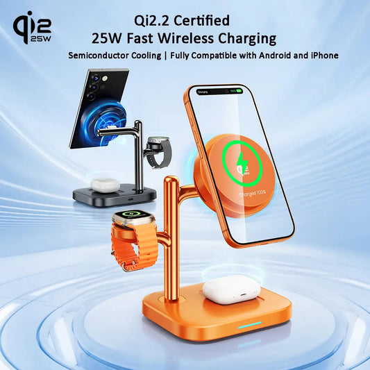 GIZMOGY C73 3-in-1 Qi2.2 25W Fast Magnetic Wireless Charger With Cooling Fan