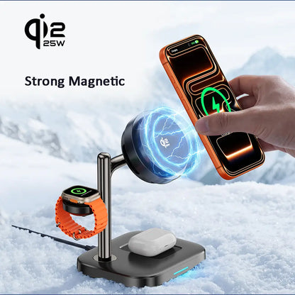 GIZMOGY C73 3-in-1 Qi2.2 25W Fast Magnetic Wireless Charger With Cooling Fan