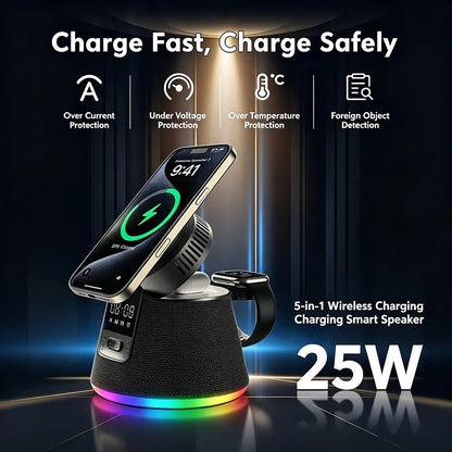 Gizmogy C67 Qi2.2 25W 5-in-1 Wireless Charger With Cooling Fan Smart Speaker