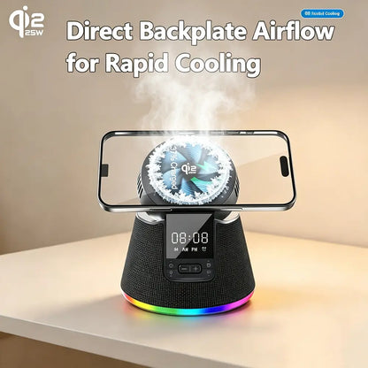 Gizmogy C67 Qi2.2 25W 5-in-1 Wireless Charger With Cooling Fan Smart Speaker