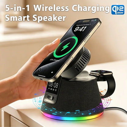 Gizmogy C67 Qi2.2 25W 5-in-1 Wireless Charger With Cooling Fan Smart Speaker