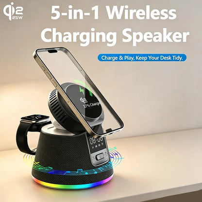 Gizmogy C67 Qi2.2 25W 5-in-1 Wireless Charger With Cooling Fan Smart Speaker