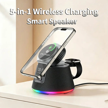Gizmogy C67 Qi2.2 25W 5-in-1 Wireless Charger With Cooling Fan Smart Speaker